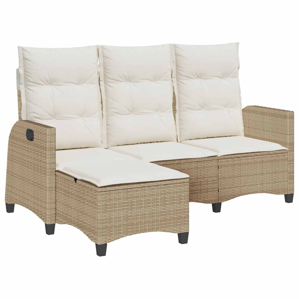 Divano da Giardino Reclinabile con Cuscini a L Beige Polyrattan | homemem39
