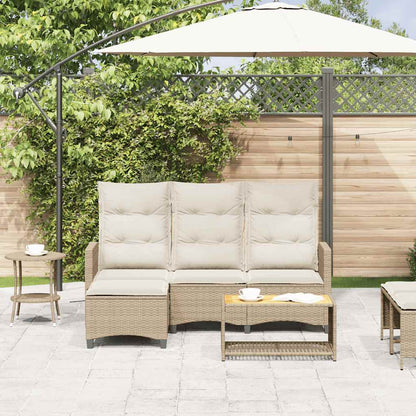 Divano da Giardino Reclinabile con Cuscini a L Beige Polyrattan | homemem39