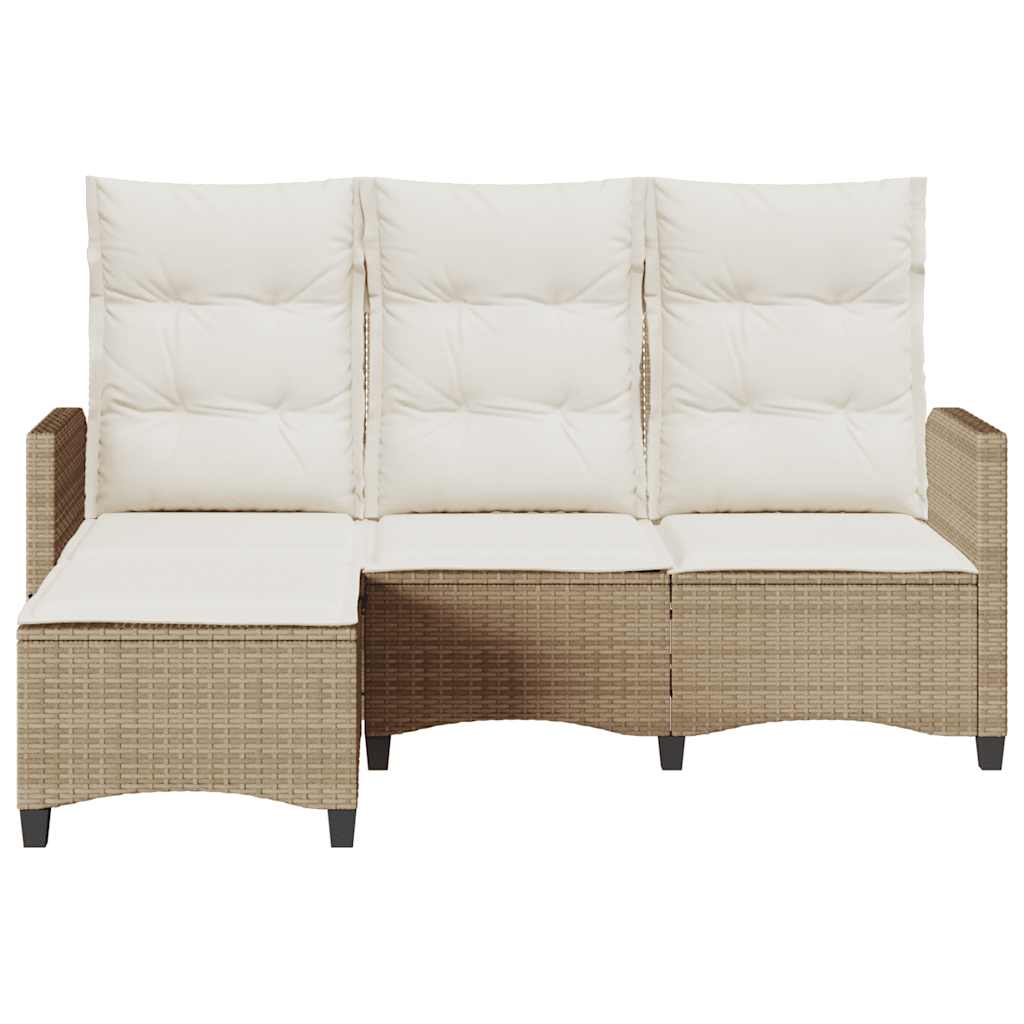 Divano da Giardino Reclinabile con Cuscini a L Beige Polyrattan | homemem39