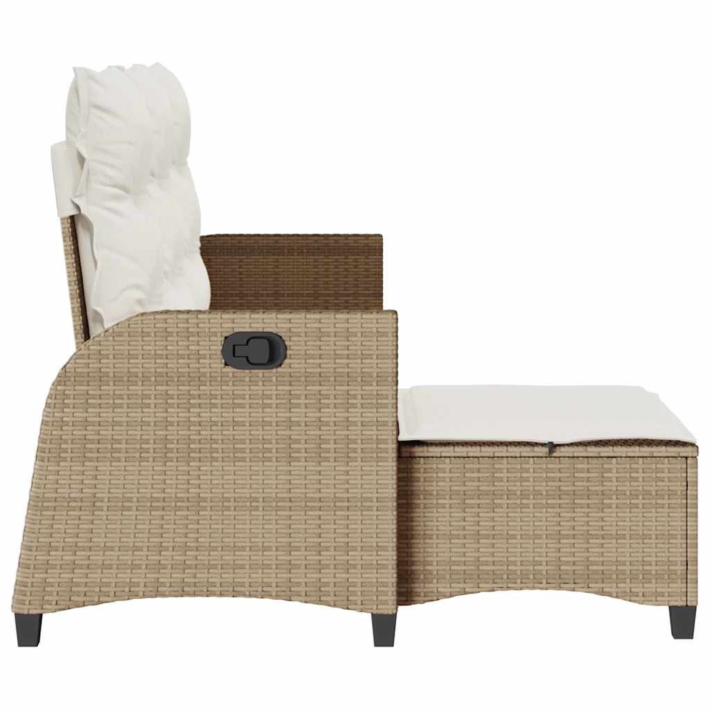 Divano da Giardino Reclinabile con Cuscini a L Beige Polyrattan | homemem39