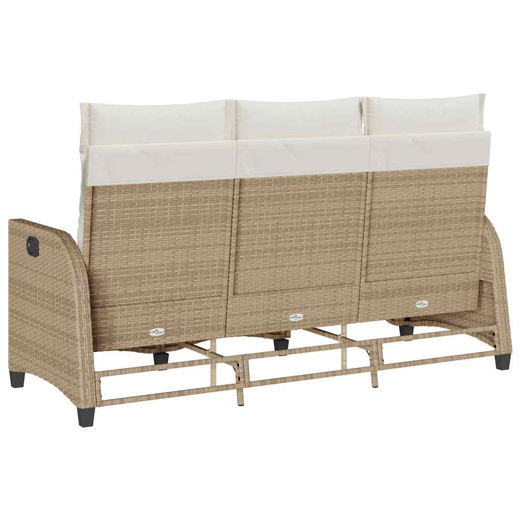 Divano da Giardino Reclinabile con Cuscini a L Beige Polyrattan | homemem39