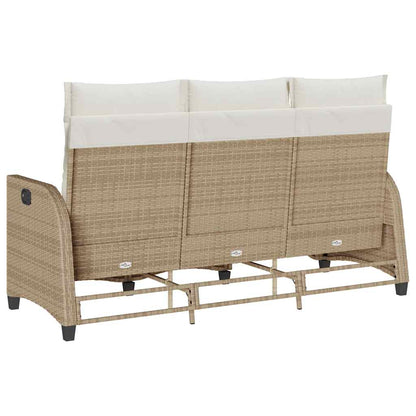 Divano da Giardino Reclinabile con Cuscini a L Beige Polyrattan | homemem39