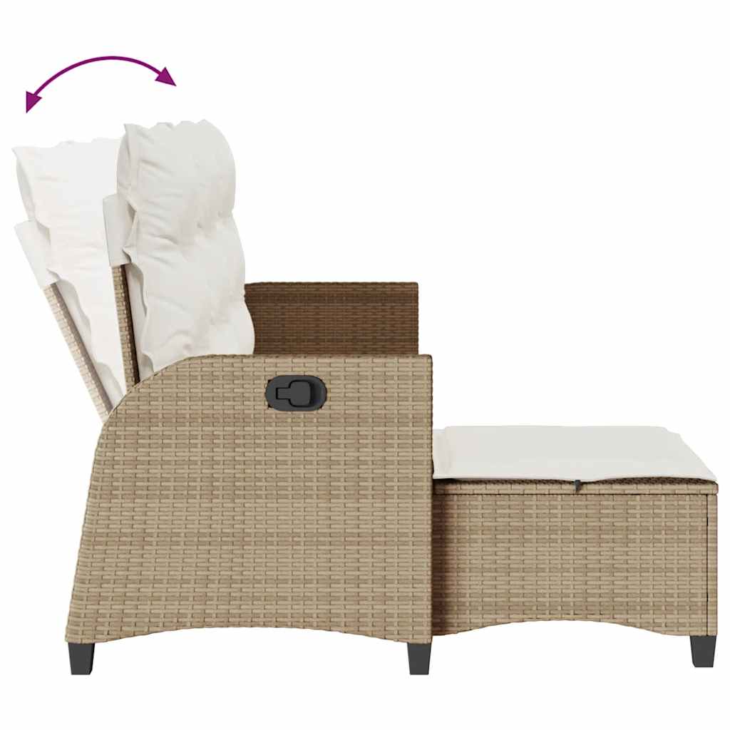Divano da Giardino Reclinabile con Cuscini a L Beige Polyrattan | homemem39