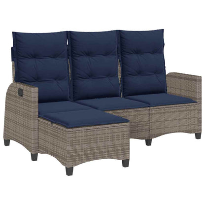 Divano Giardino Reclinabile a L con Cuscini Grigio Polyrattan | homemem39