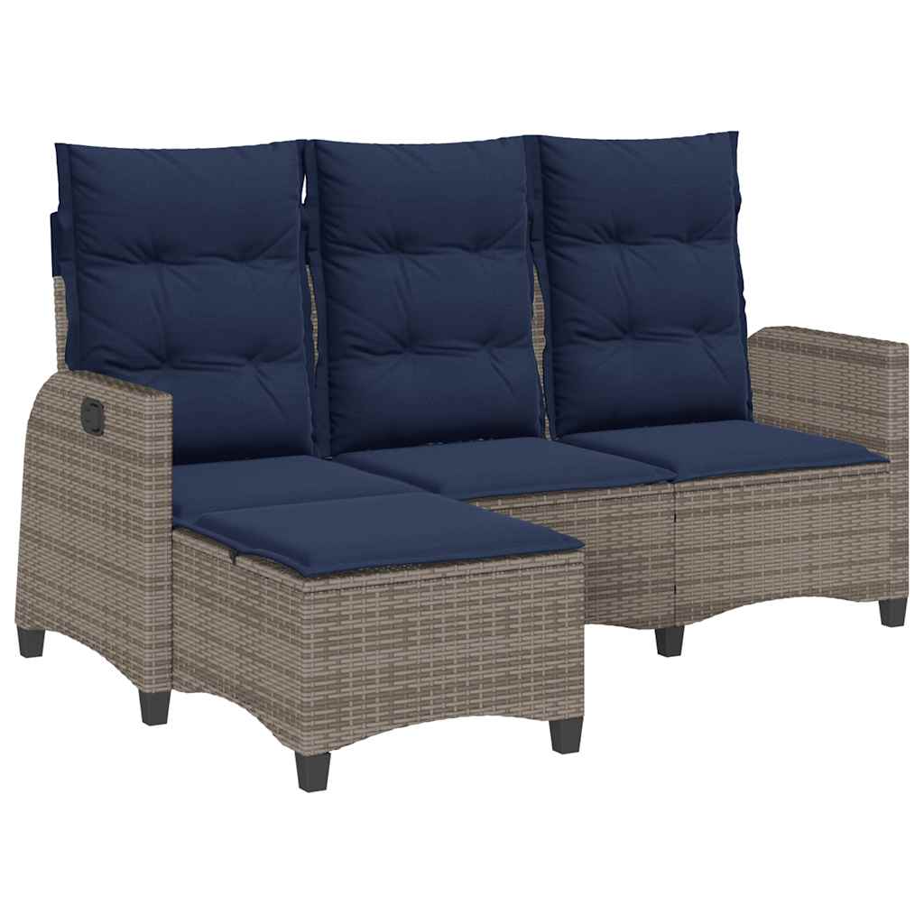 Divano Giardino Reclinabile a L con Cuscini Polyrattan