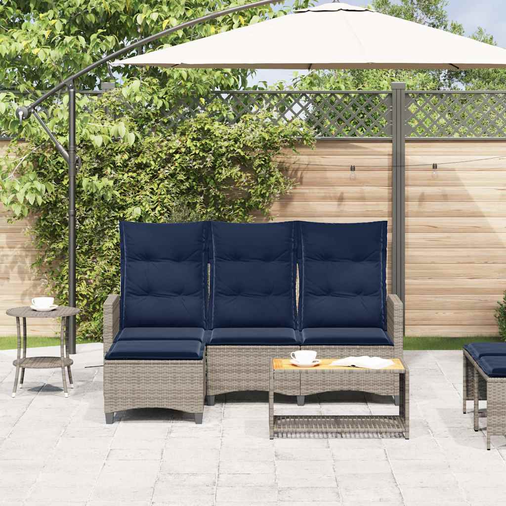 Divano Giardino Reclinabile a L con Cuscini Grigio Polyrattan | homemem39