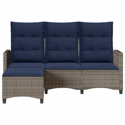 Divano Giardino Reclinabile a L con Cuscini Grigio Polyrattan | homemem39