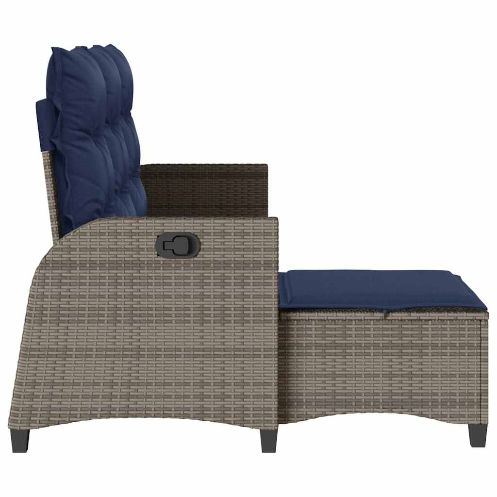 Divano Giardino Reclinabile a L con Cuscini Grigio Polyrattan | homemem39
