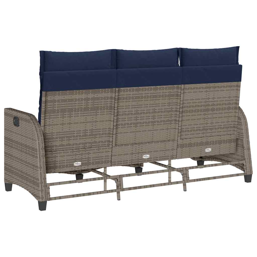 Divano Giardino Reclinabile a L con Cuscini Grigio Polyrattan | homemem39