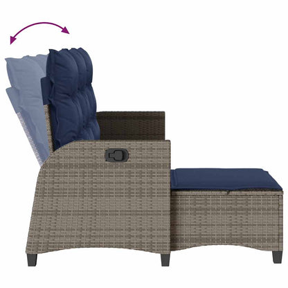 Divano Giardino Reclinabile a L con Cuscini Grigio Polyrattan | homemem39