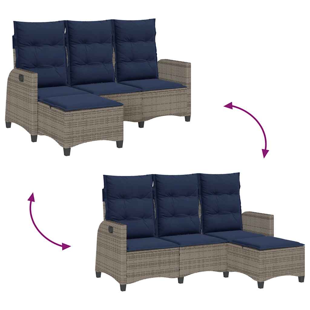 Divano Giardino Reclinabile a L con Cuscini Grigio Polyrattan | homemem39