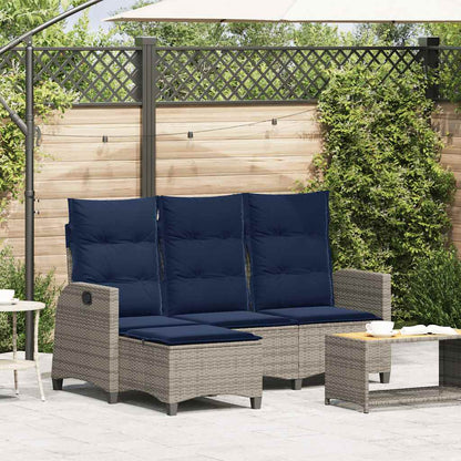 Divano Giardino Reclinabile a L con Cuscini Grigio Polyrattan | homemem39