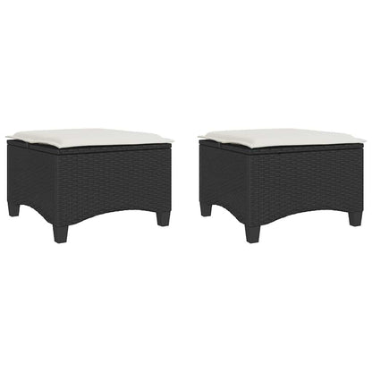 Sgabelli Giardino con Cuscini 2 pz Nero 55x55x36 cm Polyrattan