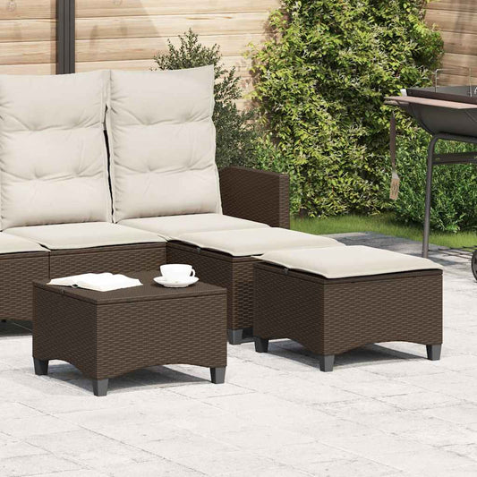 Sgabelli Giardino con Cuscini 2pz Marrone 55x55x36cm Polyrattan