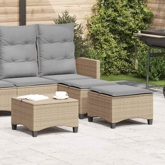 Sgabelli Giardino con Cuscini 4pz Beige 55x55x36 cm Polyrattan