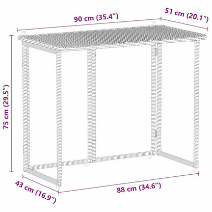 Tavolo da Giardino Pieghevole Nero 90x51x75 cm in Polyrattan