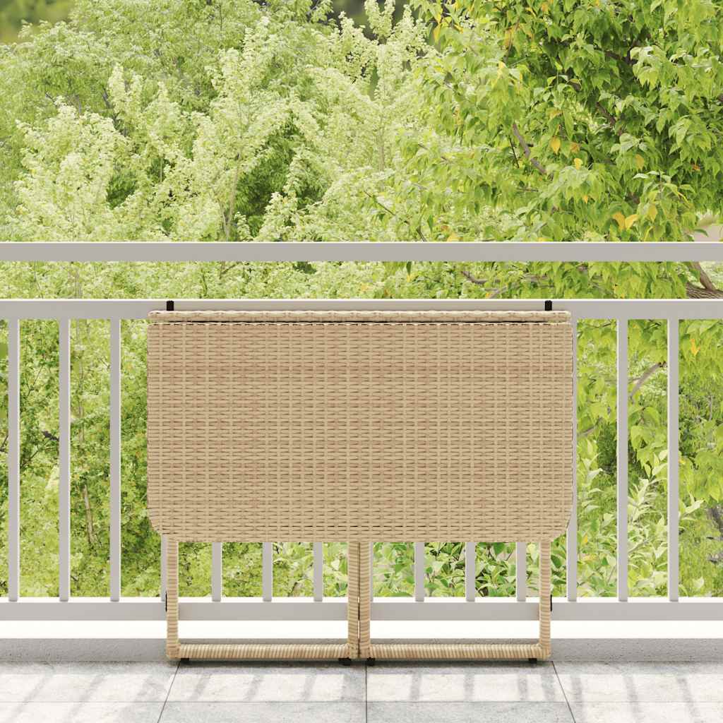 Tavolino da Giardino Pieghevole Beige 90x51x75 cm in Polyrattan | homemem39