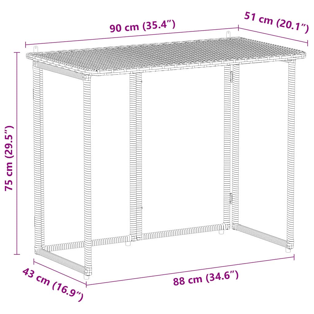 Tavolino da Giardino Pieghevole Beige 90x51x75 cm in Polyrattan | homemem39