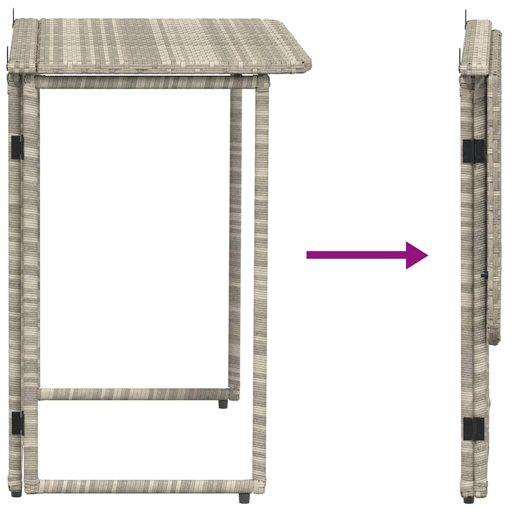 Tavolo Giardino Pieghevole Grigio Chiaro 90x51x75 cm Polyrattan | homemem39