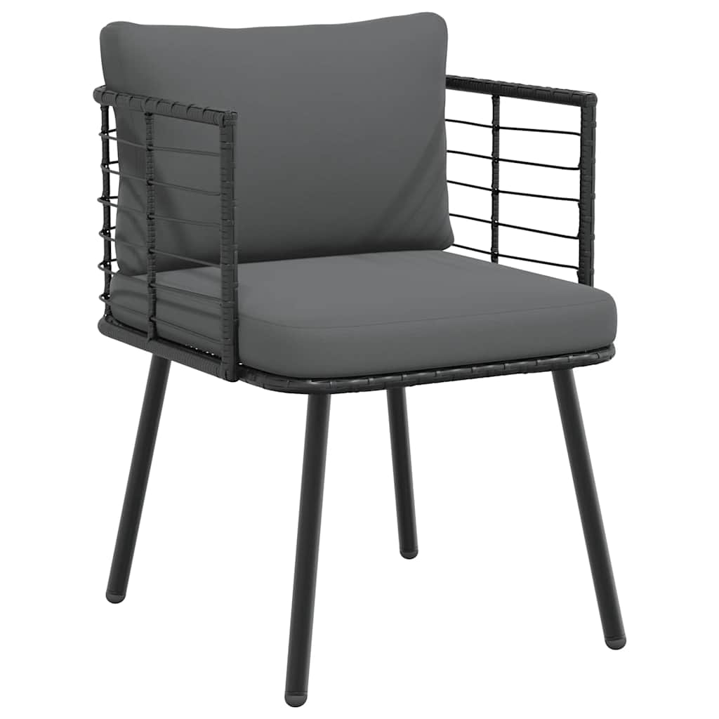 Poltrona da Giardino con Cuscini in Polyrattan Nero | homemem39