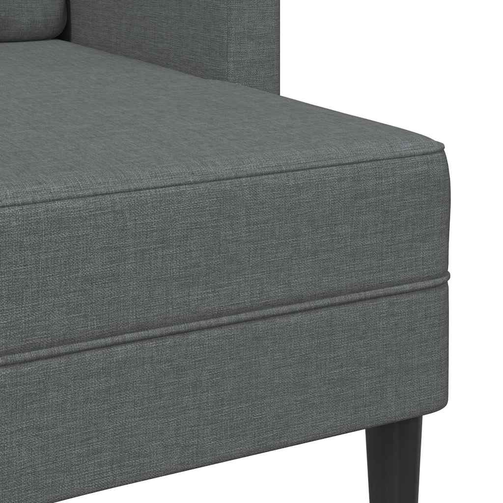 Divano 2 Posti con Chaise a L Grigio Scuro 125 cm in Tessuto - homemem39