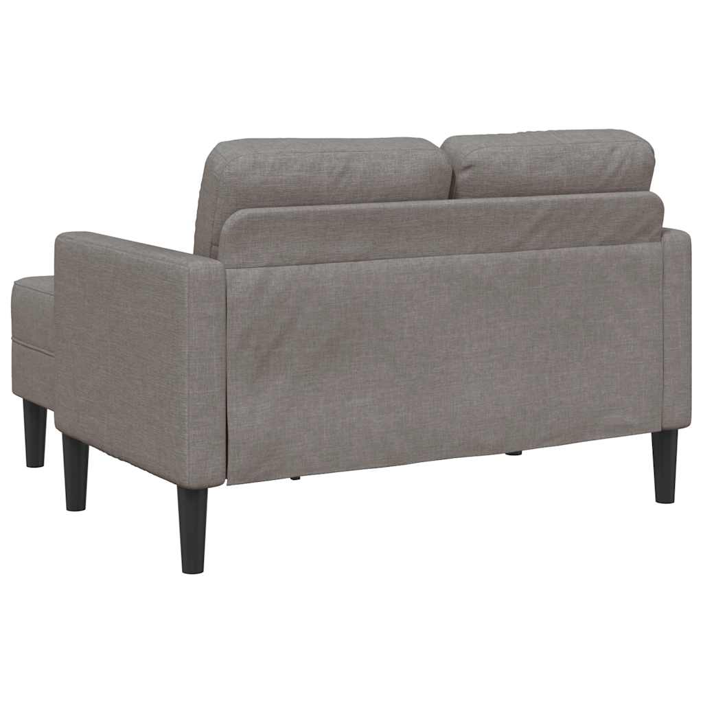 Divano 2 Posti con Chaise a L Tortora 125 cm in Tessuto - homemem39