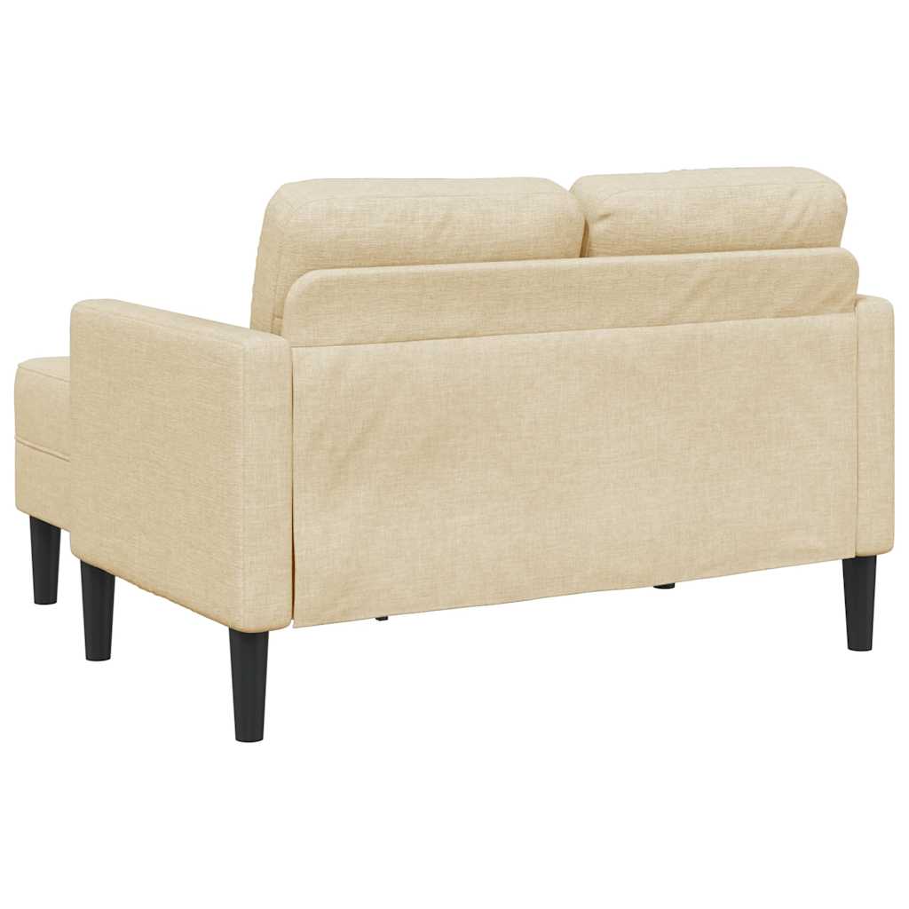 Divano 2 Posti con Chaise longue a L Crema 125 cm in Tessuto