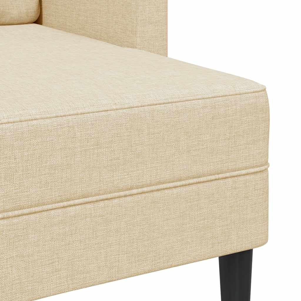 Divano 2 Posti con Chaise longue a L Crema 125 cm in Tessuto