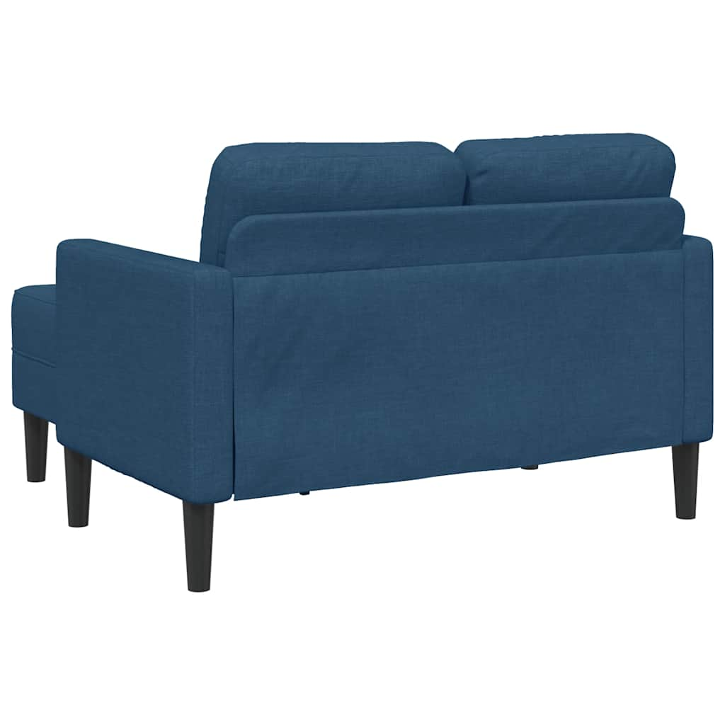 Divano 2 Posti con Chaise longue a L Blu 125 cm in Tessuto - homemem39