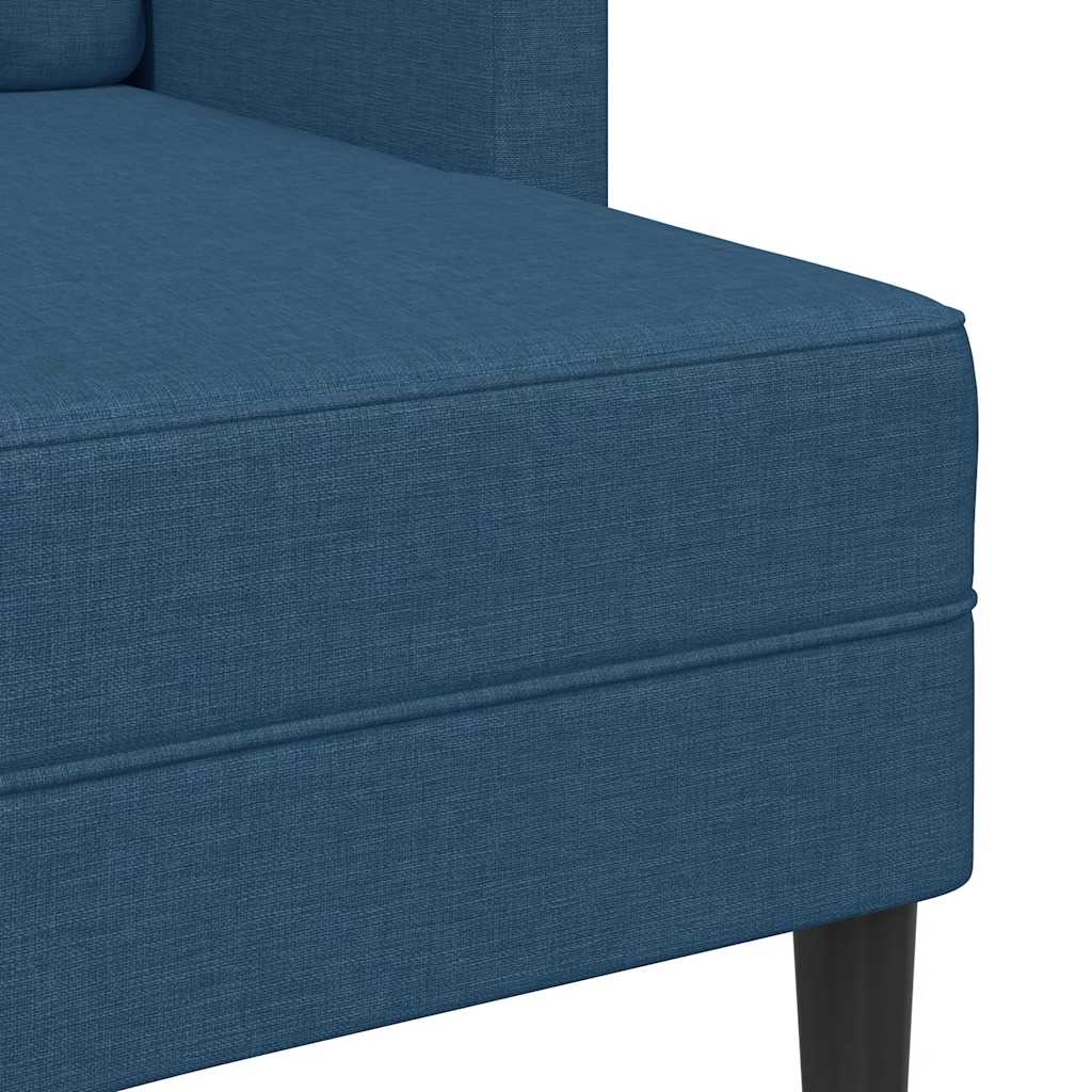 Divano 2 Posti con Chaise longue a L Blu 125 cm in Tessuto