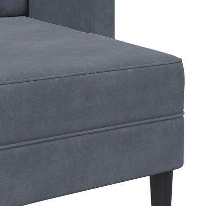 Divano 2 Posti con Chaise a L Grigio scuro 125 cm in Velluto - homemem39