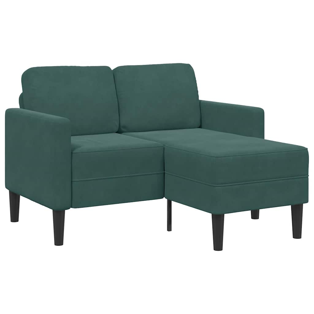 Divano 2 Posti con Chaise longue a L Verde Scuro 125 cm Velluto - homemem39