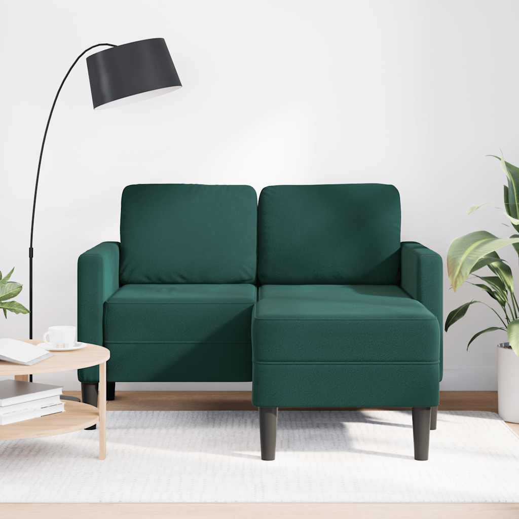 Divano 2 Posti con Chaise longue a L Verde Scuro 125 cm Velluto - homemem39