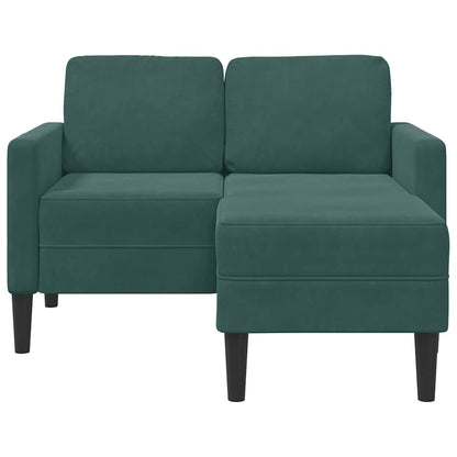 Divano 2 Posti con Chaise longue a L Verde Scuro 125 cm Velluto