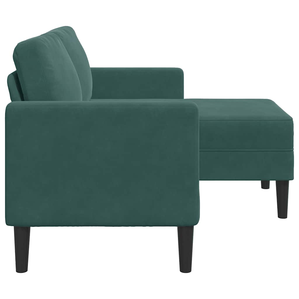 Divano 2 Posti con Chaise longue a L Verde Scuro 125 cm Velluto - homemem39