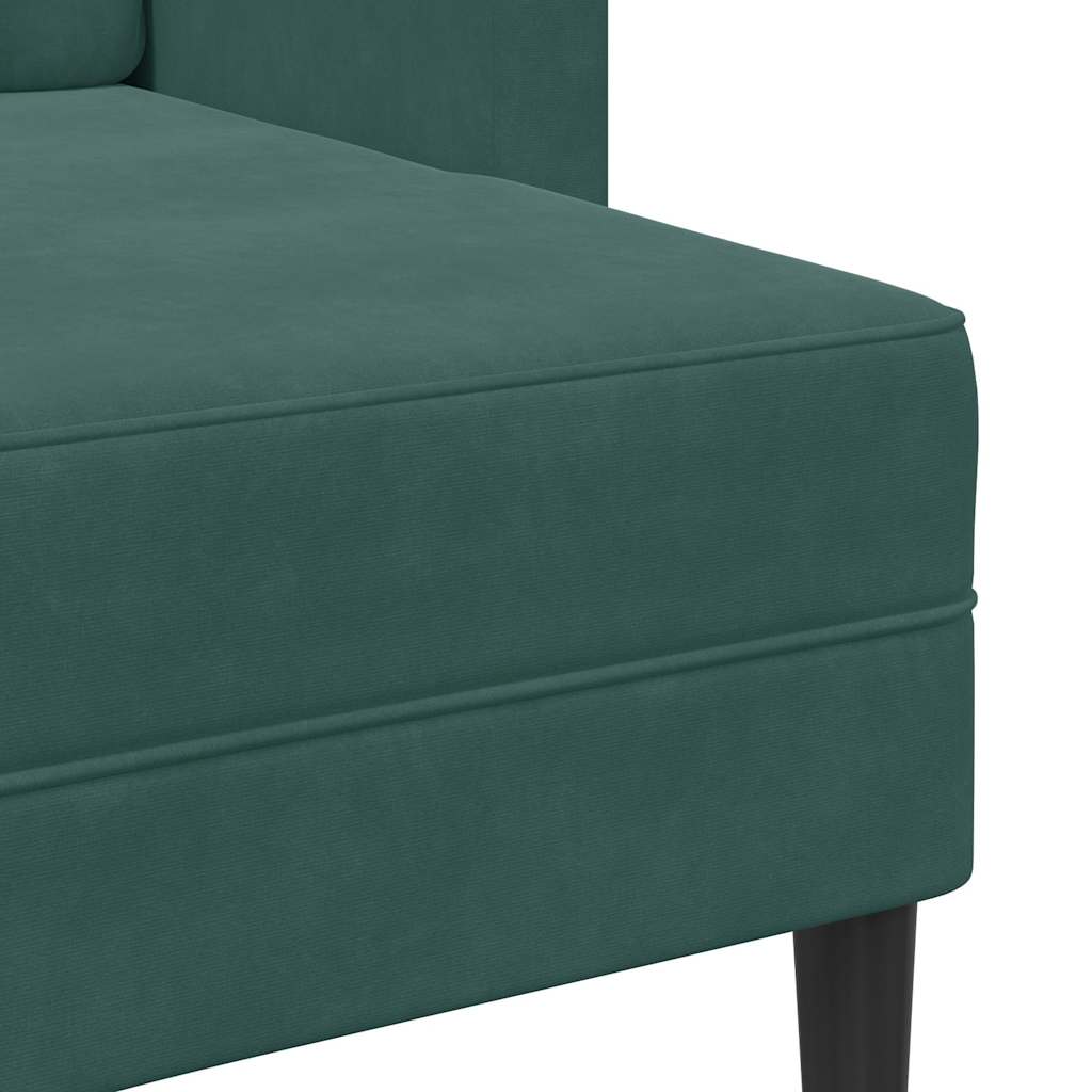 Divano 2 Posti con Chaise longue a L Verde Scuro 125 cm Velluto