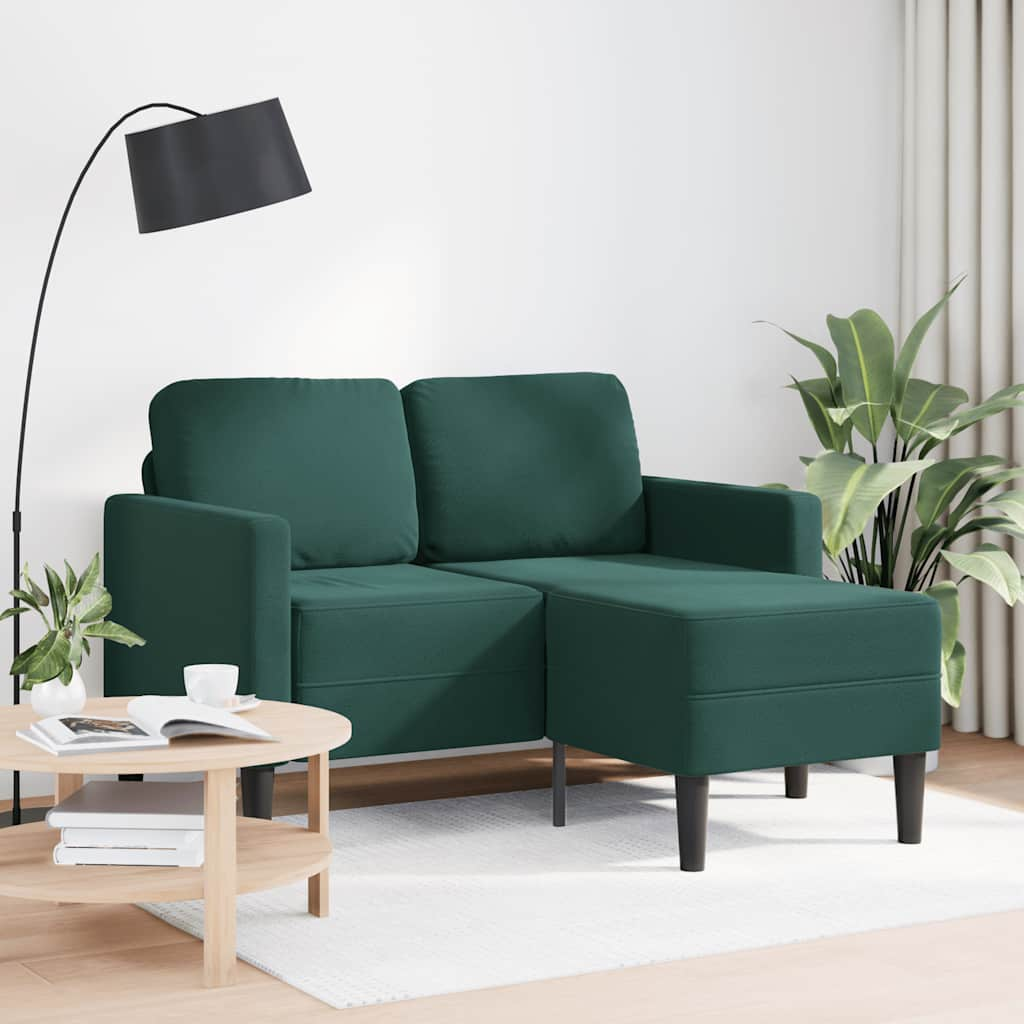 Divano 2 Posti con Chaise longue a L Verde Scuro 125 cm Velluto