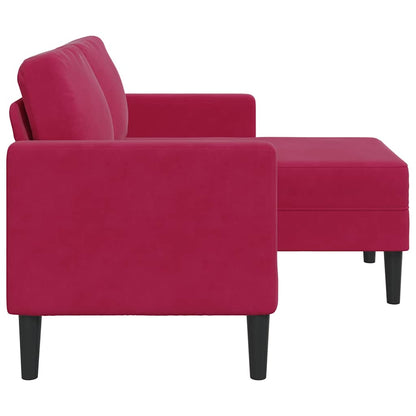 Divano 2 Posti con Chaise longue a L Rosso Vino 125 cm Velluto
