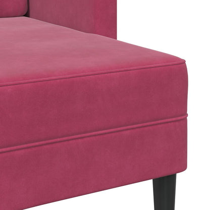 Divano 2 Posti con Chaise longue a L Rosso Vino 125 cm Velluto - homemem39