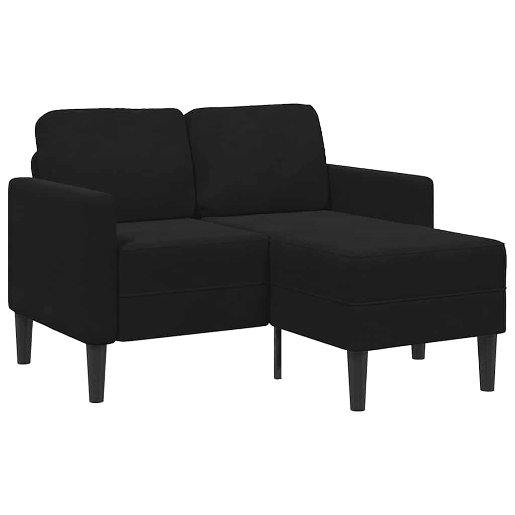 Divano 2 Posti con Chaise longue a L Nero 125 cm Velluto