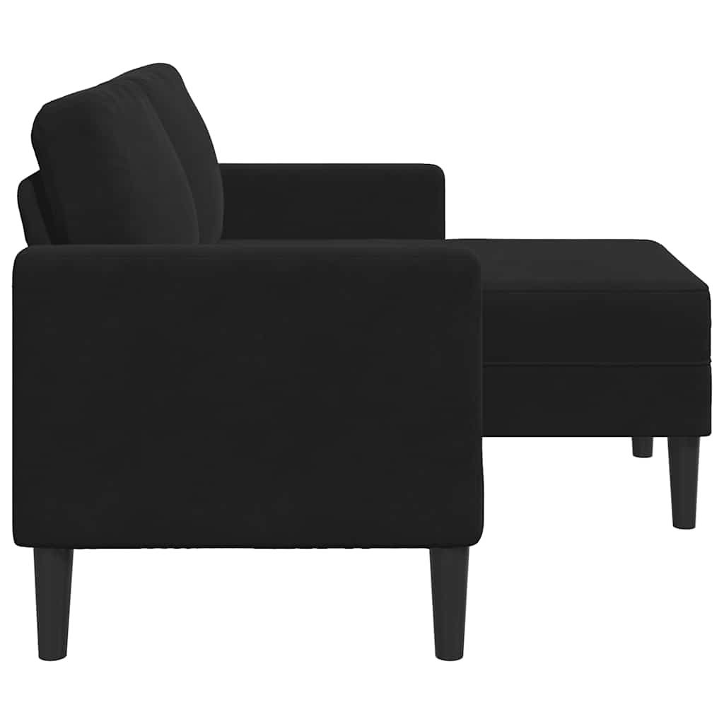 Divano 2 Posti con Chaise longue a L Nero 125 cm Velluto - homemem39