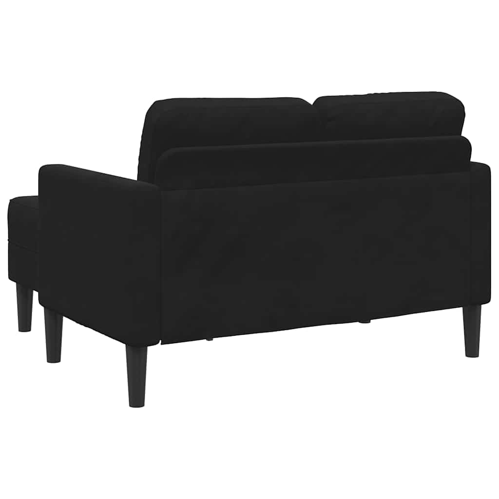 Divano 2 Posti con Chaise longue a L Nero 125 cm Velluto