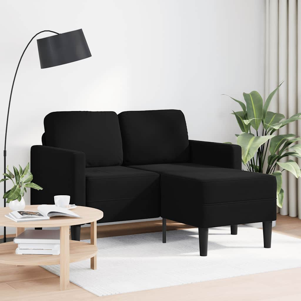 Divano 2 Posti con Chaise longue a L Nero 125 cm Velluto - homemem39