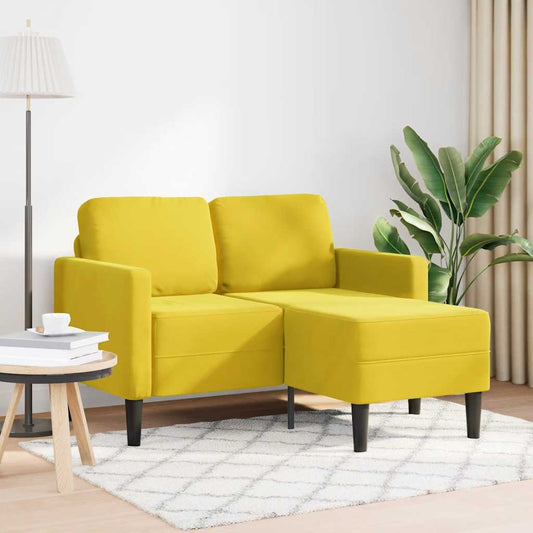 Divano 2 Posti con Chaise longue a L Giallo 125 cm Velluto - homemem39