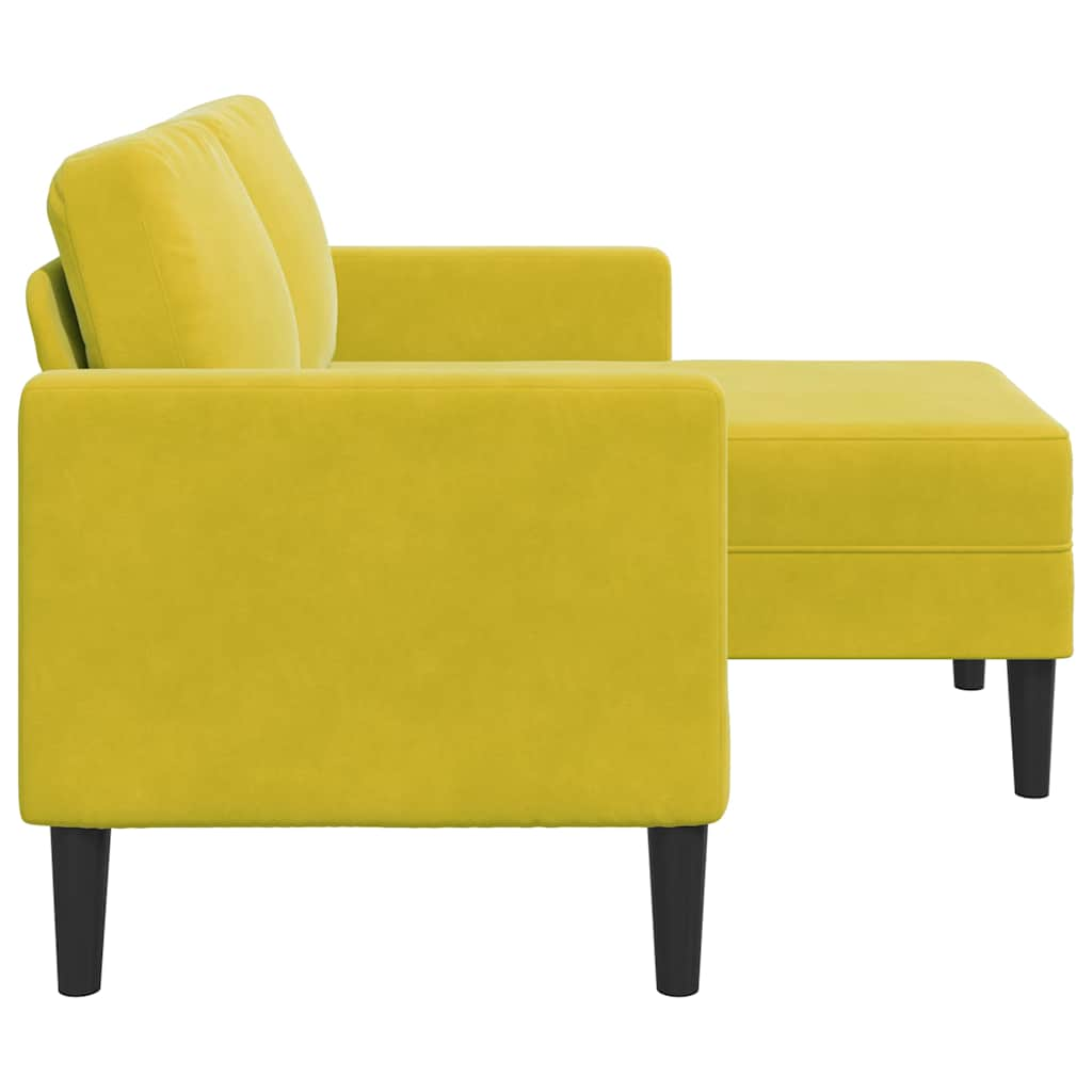 Divano 2 Posti con Chaise longue a L Giallo 125 cm Velluto