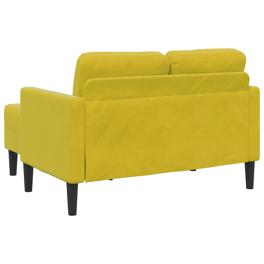 Divano 2 Posti con Chaise longue a L Giallo 125 cm Velluto