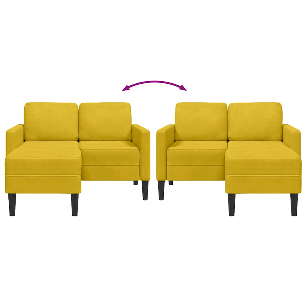 Divano 2 Posti con Chaise longue a L Giallo 125 cm Velluto