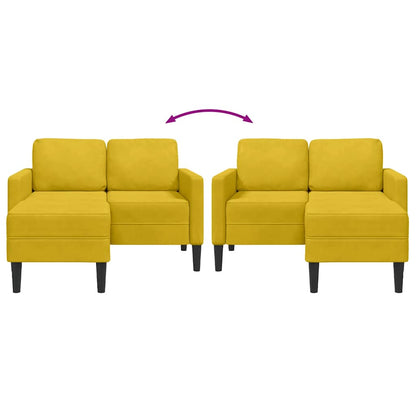 Divano 2 Posti con Chaise longue a L Giallo 125 cm Velluto