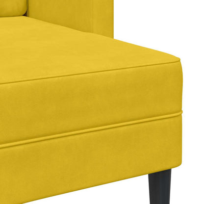 Divano 2 Posti con Chaise longue a L Giallo 125 cm Velluto