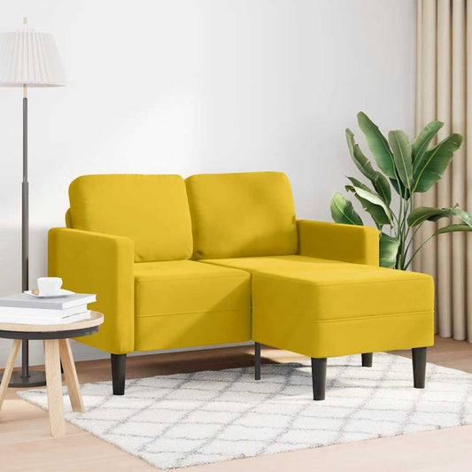 Divano 2 Posti con Chaise longue a L Giallo 125 cm Velluto | homemem39